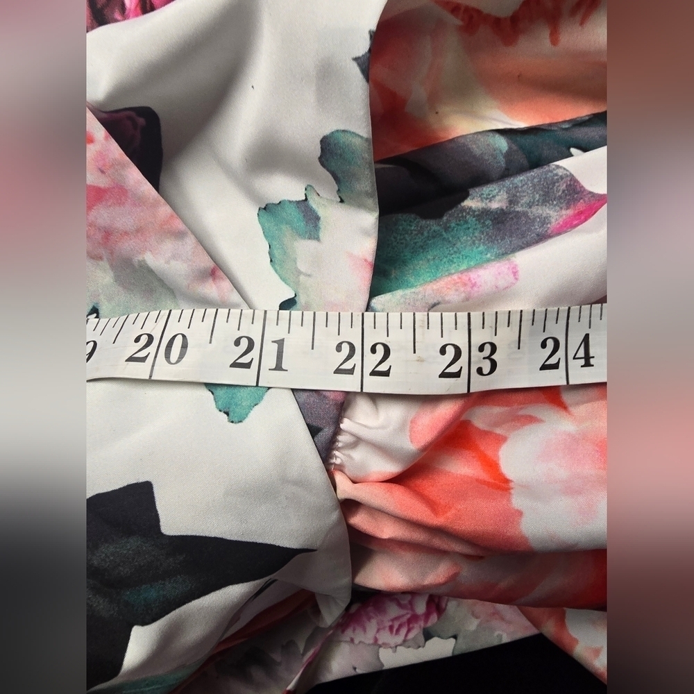 ELIZA J Cream Pink Floral Print Ruffle High Low Taffeta Skirt Sz. 8 NWT - Picture 10 of 11